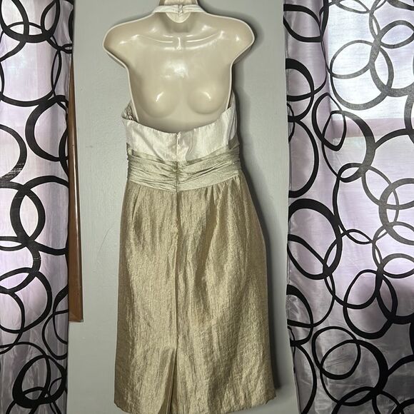 Jones New York, gold metallic halter dress size 10 petite - Picture 11 of 13